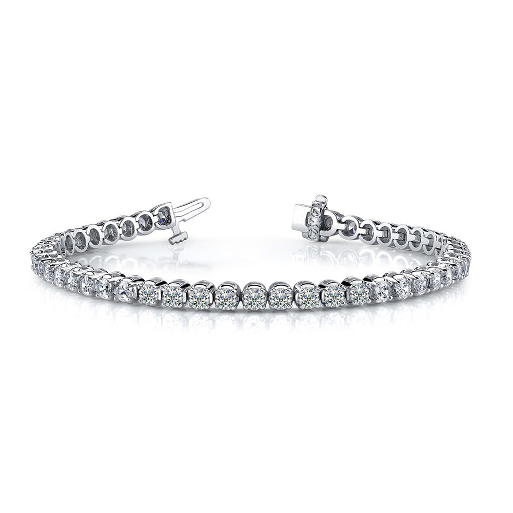 Tennis Bracelet Round Cut Lab Grown Diamonds White Gold 14K 8.10 Carats