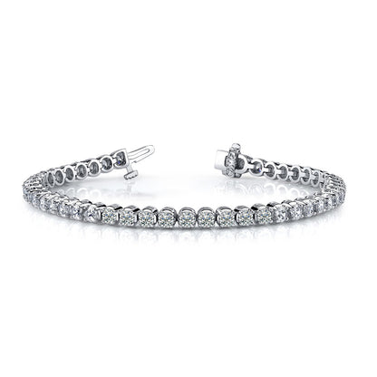 Tennis Bracelet Round Cut Lab Grown Diamonds White Gold 14K 8.10 Carats
