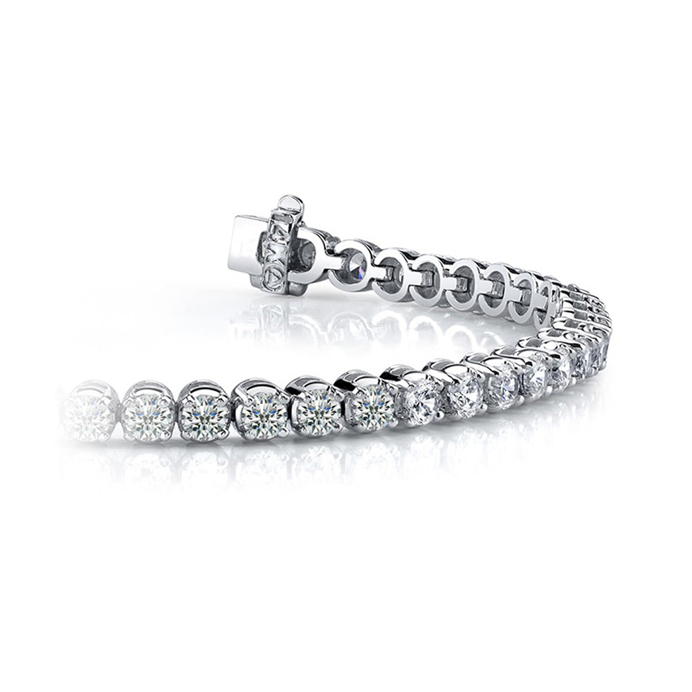 Tennis Bracelet Round Cut Lab Grown Diamonds White Gold 14K 8.10 Carats
