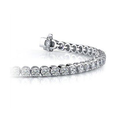 Tennis Bracelet Round Cut Lab Grown Diamonds White Gold 14K 8.10 Carats
