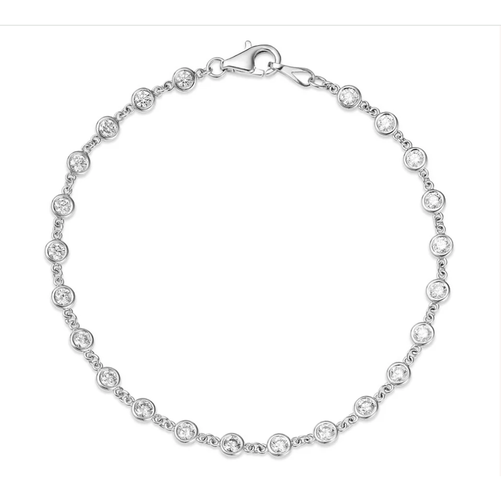 Tennis Bracelet White Gold Round Lab Grown Diamond By The Yard 3 Ct