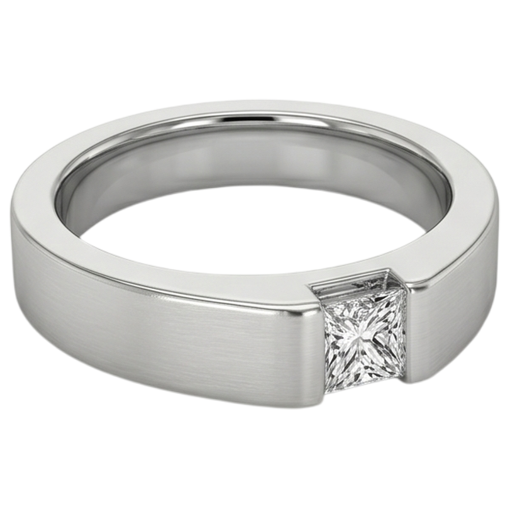 Tension Princess Diamond Anniversary Ring White Gold 10K 0.75 Carats