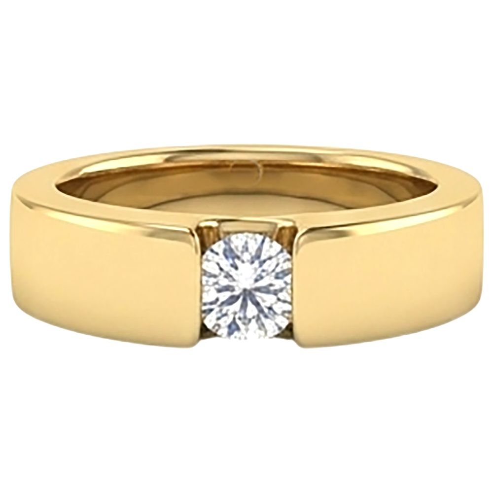 Tension Set Band Yellow Gold 10K Round Diamond 1 Carat Men's Ring