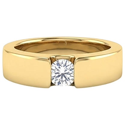 Tension Set Band Yellow Gold 10K Round Diamond 1 Carat Men's Ring