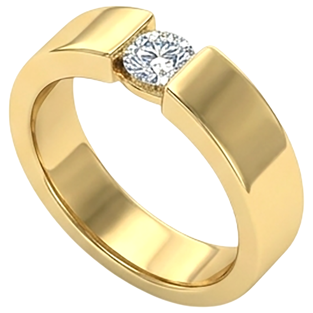 Tension Set Band Yellow Gold 10K Round Diamond 1 Carat Men's Ring