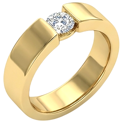 Tension Set Band Yellow Gold 10K Round Diamond 1 Carat Men's Ring