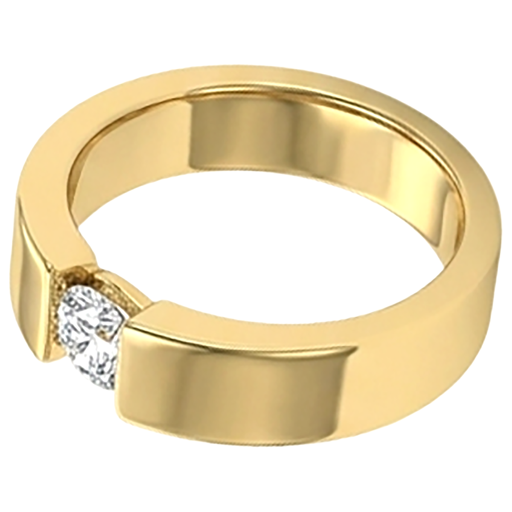 Tension Set Band Yellow Gold 10K Round Diamond 1 Carat Men's Ring