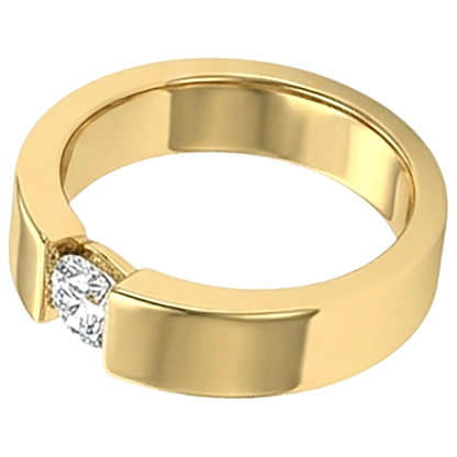 Tension Set Band Yellow Gold 10K Round Diamond 1 Carat Men's Ring