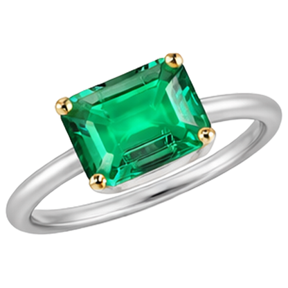 Natural Real ( Not Lab Grown ) Thin Band Green Emerald GIA Ring For Women