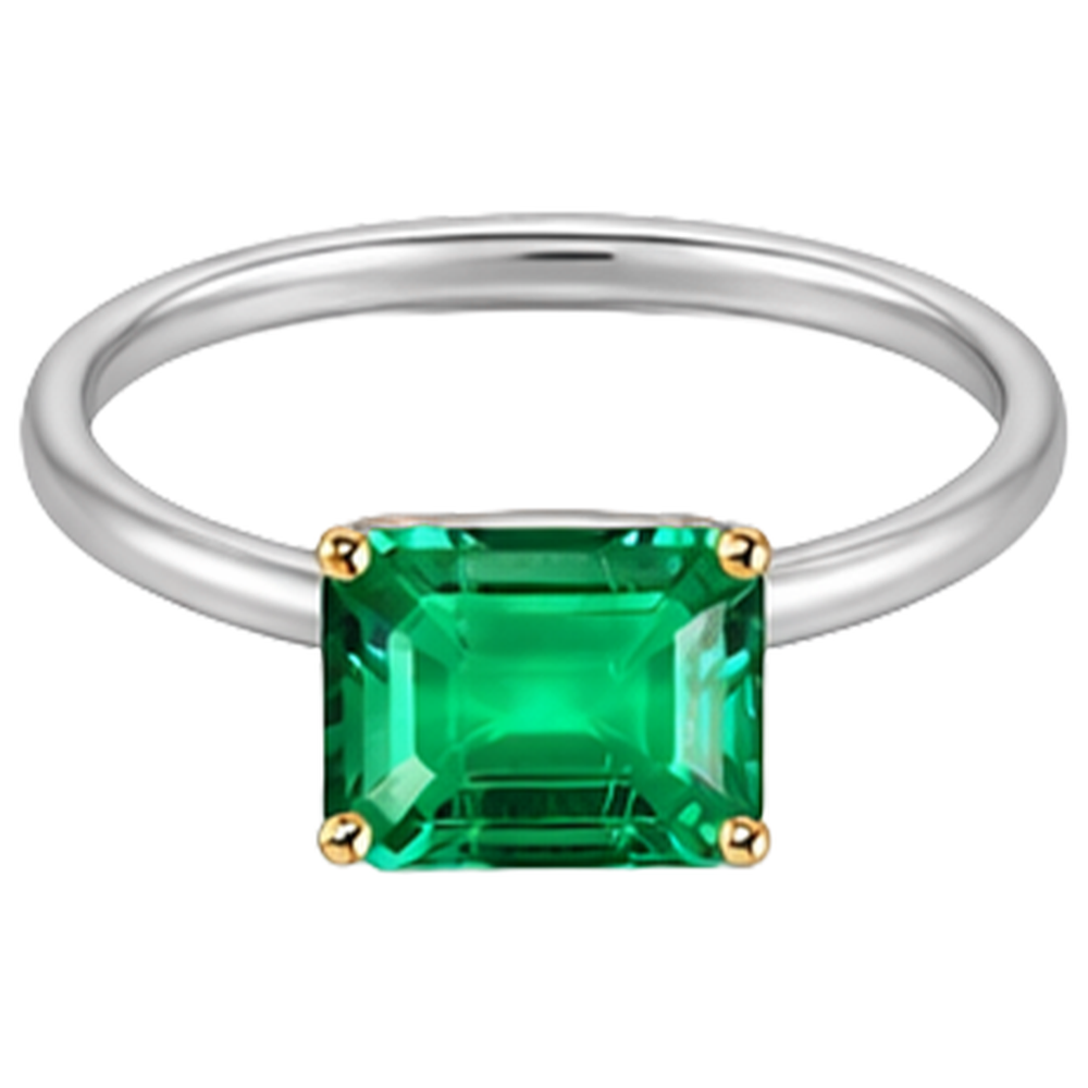 Natural Real ( Not Lab Grown ) Thin Band Green Emerald GIA Ring For Women
