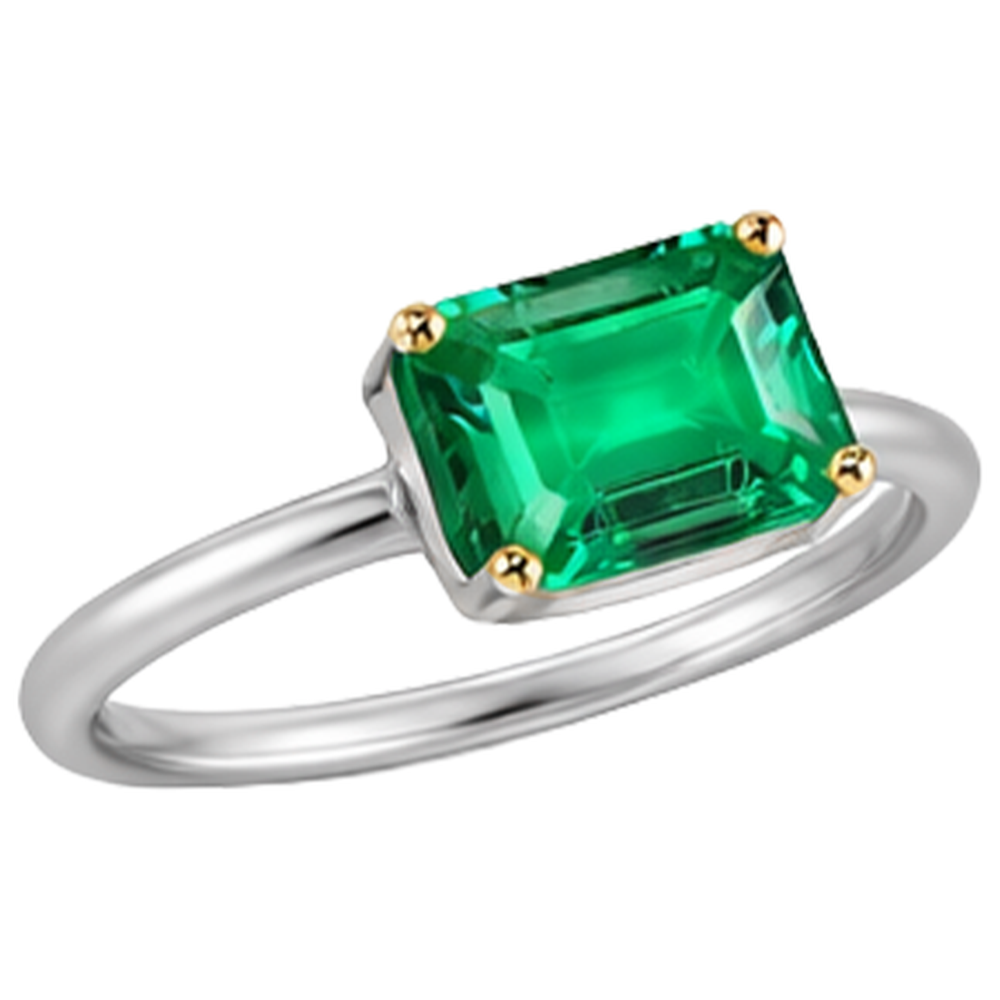 Natural Real ( Not Lab Grown ) Thin Band Green Emerald GIA Ring For Women