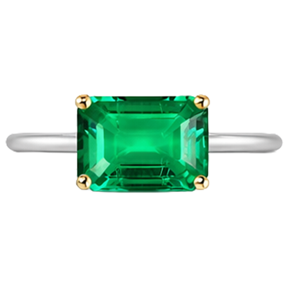 Natural Real ( Not Lab Grown ) Thin Band Green Emerald GIA Ring For Women