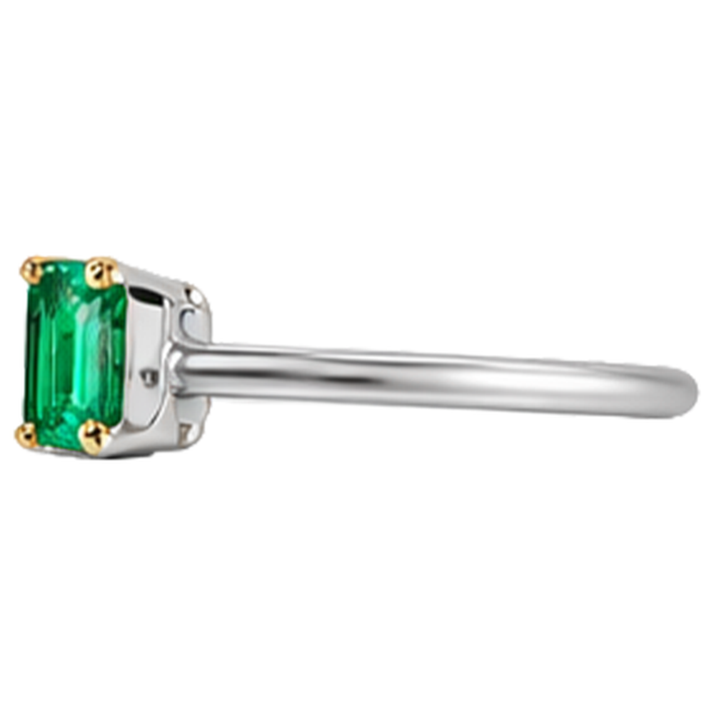 Natural Real ( Not Lab Grown ) Thin Band Green Emerald GIA Ring For Women