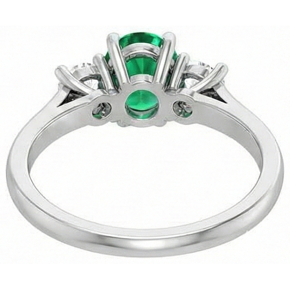 Three Stone 10.50 Carats Green Emerald GIA And Natural Earth Mined Diamonds Wedding Ring 14K Gold