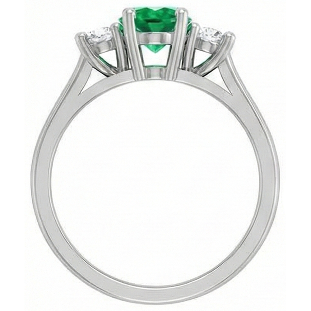 Three Stone 10.50 Carats Green Emerald GIA And Natural Earth Mined Diamonds Wedding Ring 14K Gold