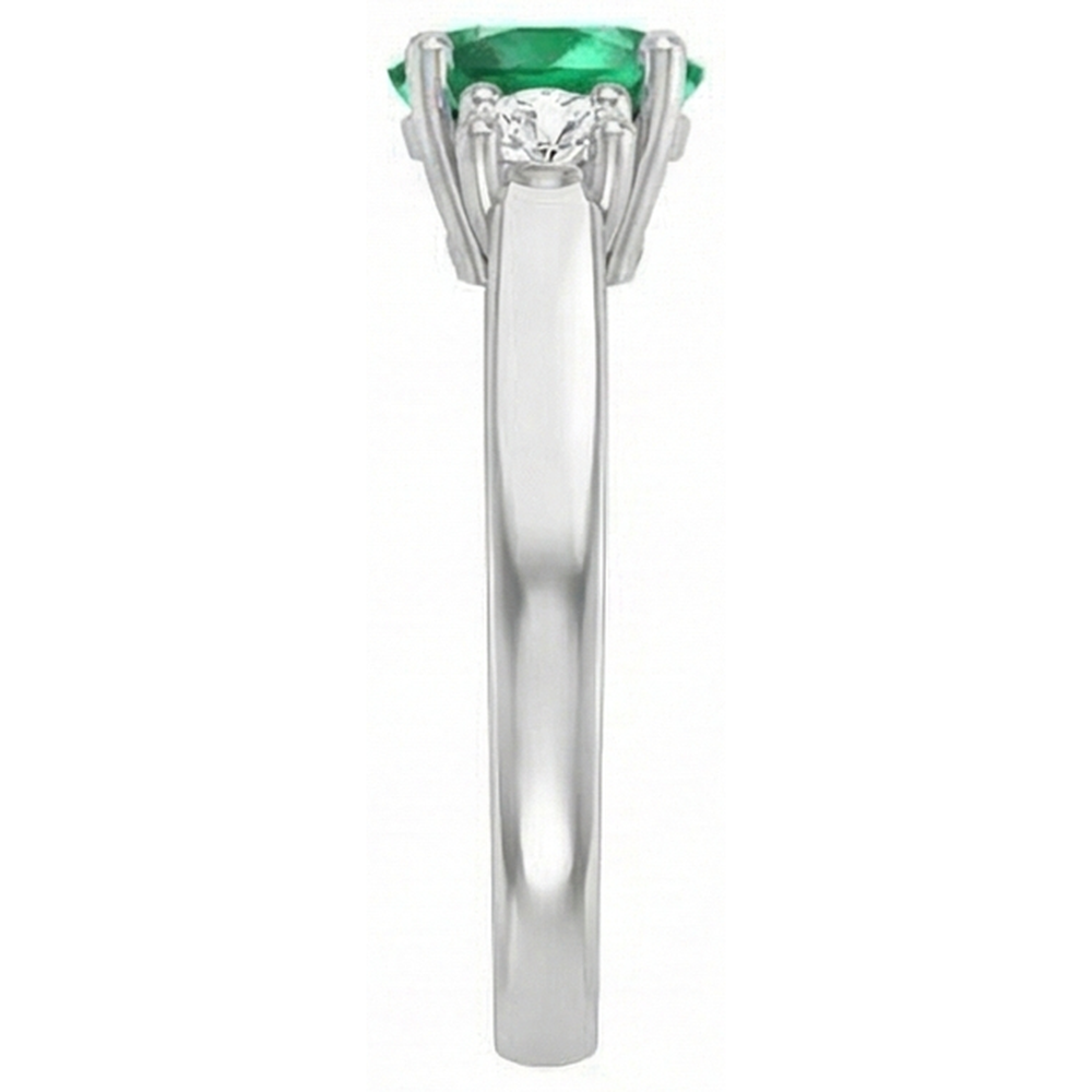 Three Stone 10.50 Carats Green Emerald GIA And Natural Earth Mined Diamonds Wedding Ring 14K Gold