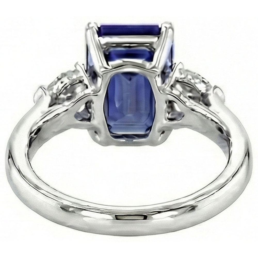 Three Stone Blue Sapphire Jewelry Ring Pear Natural Earth Mined Diamonds 3.50 Carats
