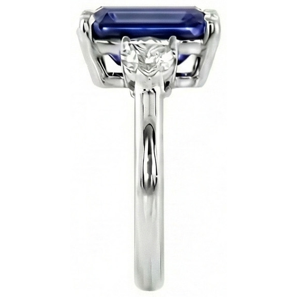 Three Stone Blue Sapphire Jewelry Ring Pear Natural Earth Mined Diamonds 3.50 Carats