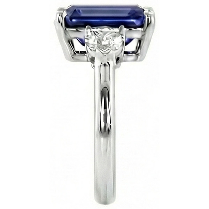 Three Stone Blue Sapphire Jewelry Ring Pear Natural Earth Mined Diamonds 3.50 Carats