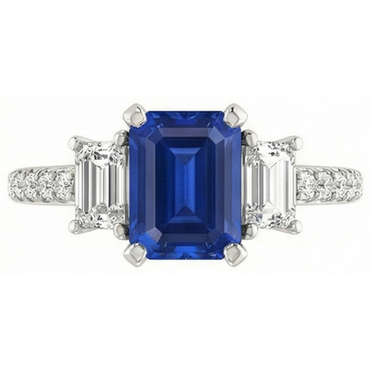 lab grown emerald sapphire 3.50ct ring side angle
