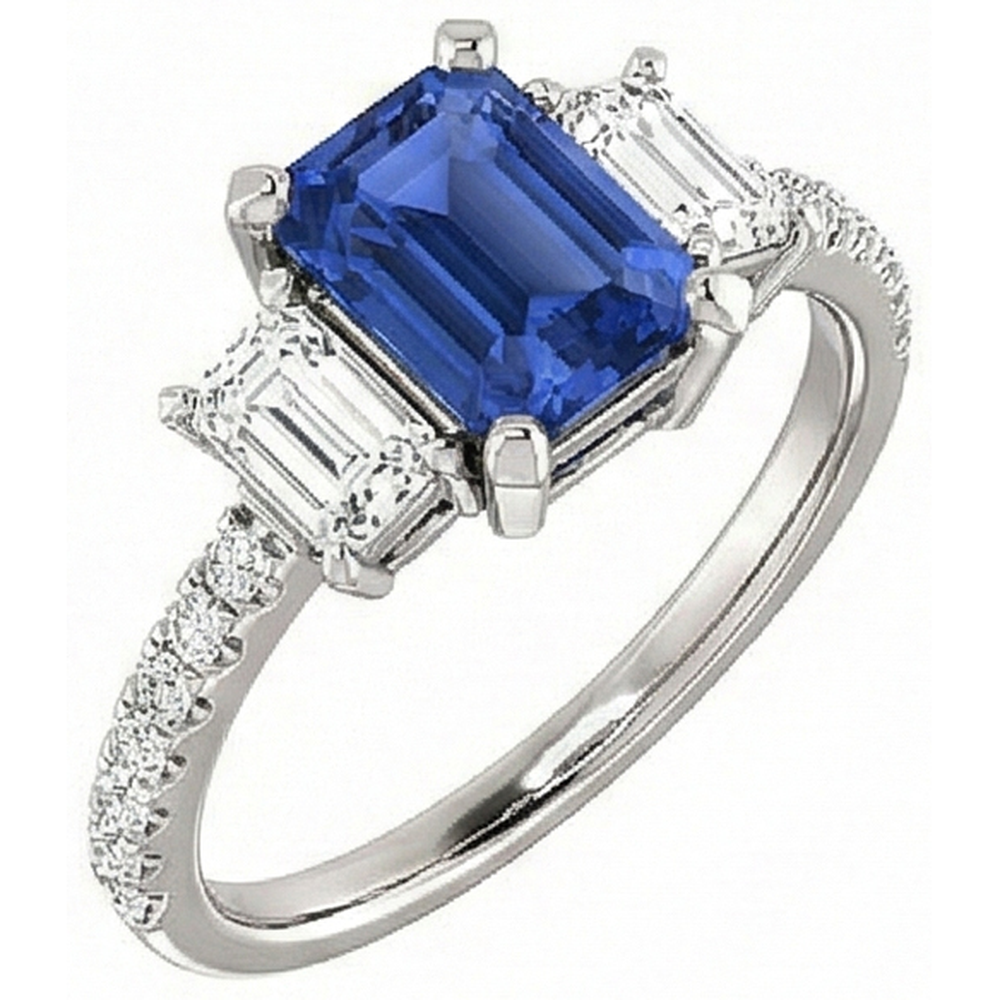 natural emerald sapphire 4.50ct ring side angle