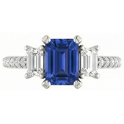 natural emerald sapphire 4.50ct ring close up detail