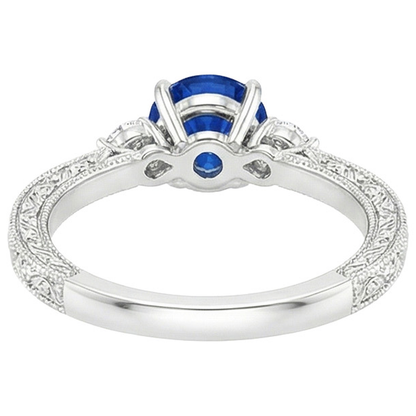 natural round sapphire 2.50ct ring on white background