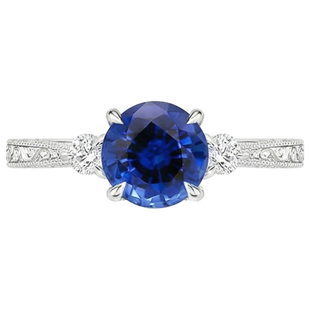 natural round sapphire 2.50ct ring side angle
