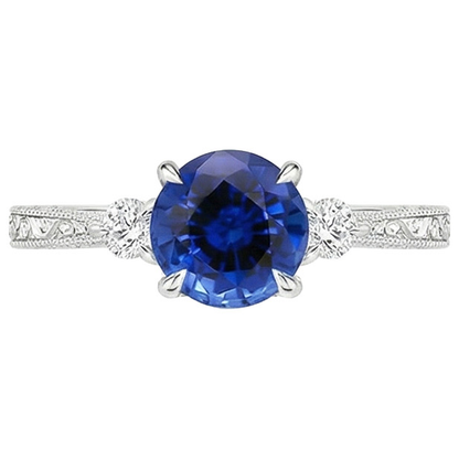 natural round sapphire 2.50ct ring side angle