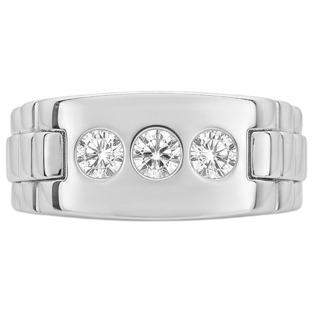 Three Stone Gypsy Men's Ring Gents 1.50 Carats Round Diamonds
