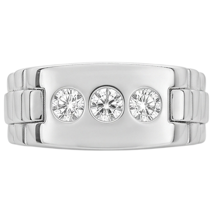 Three Stone Gypsy Men's Ring Gents 1.50 Carats Round Diamonds