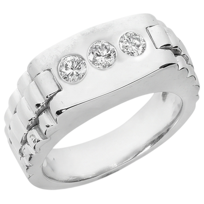 Three Stone Gypsy Men's Ring Gents 1.50 Carats Round Diamonds