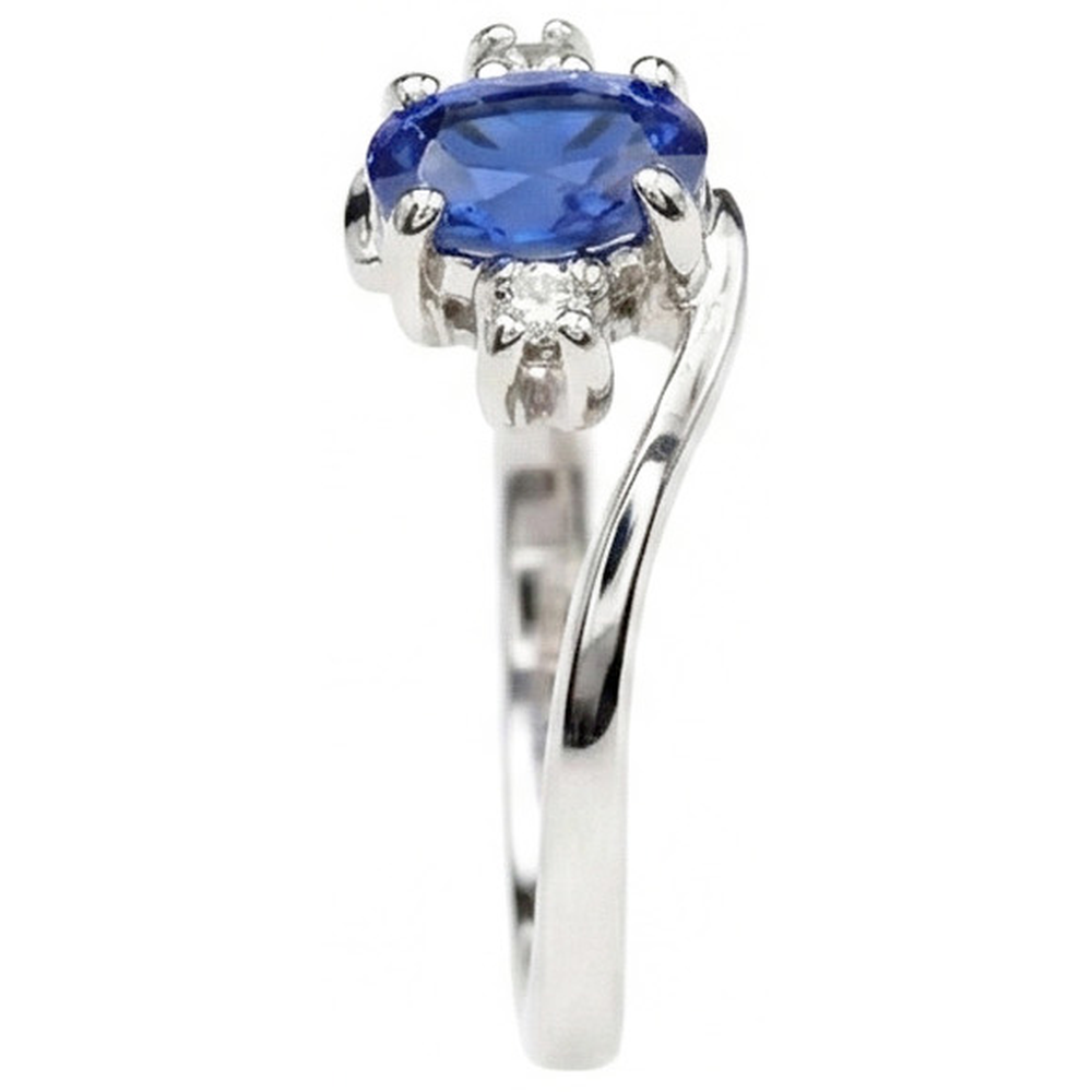 Three Stone Kashmir Sapphire With Natural Earth Mined Diamonds Ring 1.70 Ct Gold 14K