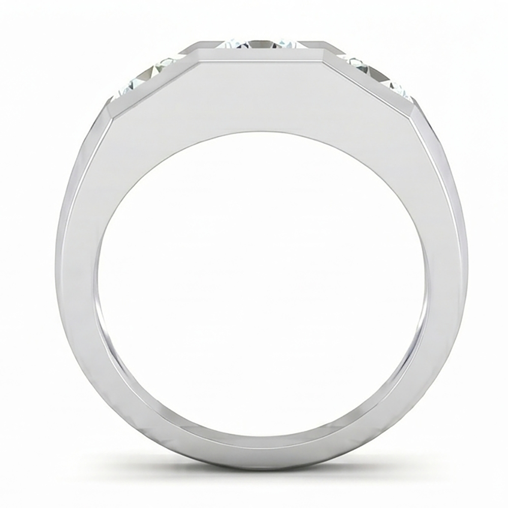Three Stone Men's Ring Lab Grown Round Diamonds 10K Gold