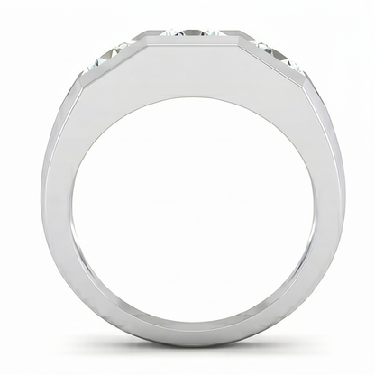 Three Stone Men's Ring Lab Grown Round Diamonds 10K Gold