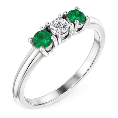 Three Stone Natural Earth Mined Diamond Ring 0.60 Carats 4 Prong Setting Women Jewelry