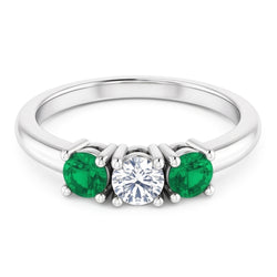 Three Stone Natural Earth Mined Diamond Ring 0.60 Carats 4 Prong Setting Women Jewelry