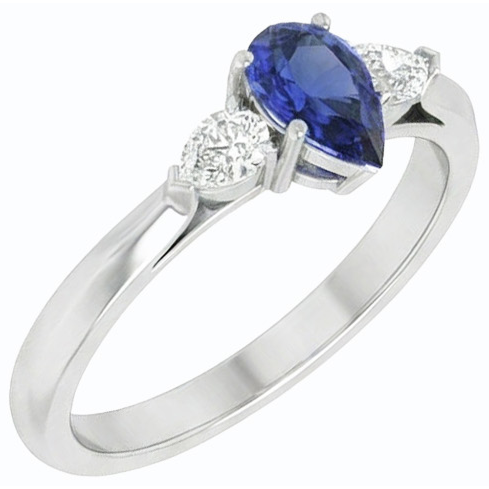 natural pear sapphire 1.25ct ring front view