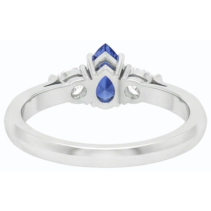 natural pear sapphire 1.25ct ring on white background