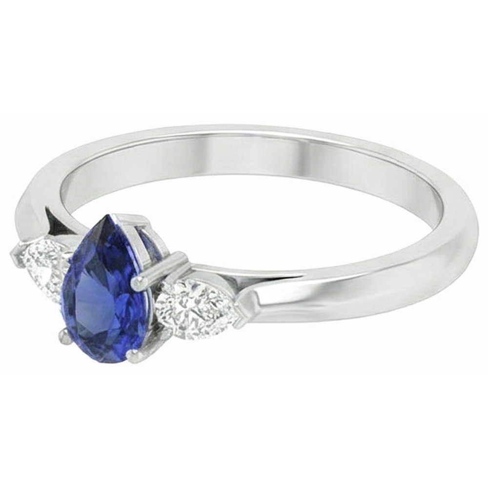 natural pear sapphire 1.25ct ring top view