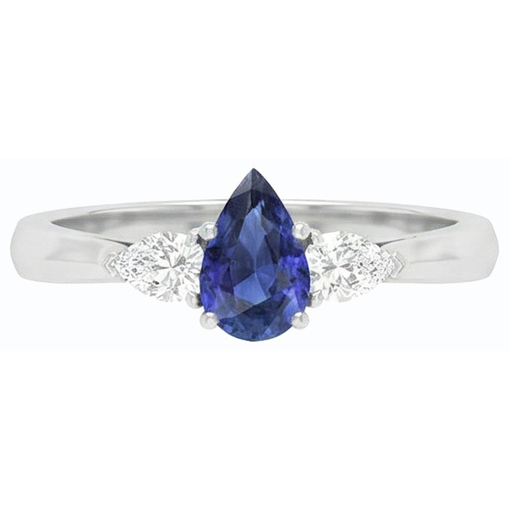 natural pear sapphire 1.25ct ring side angle