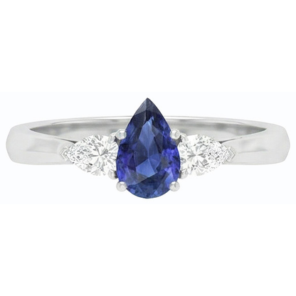 natural pear sapphire 1.25ct ring side angle