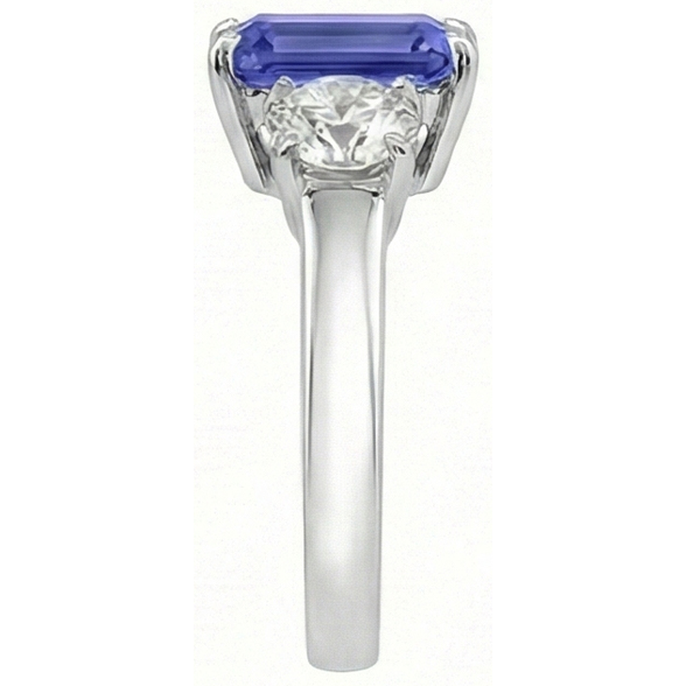 Natural Real ( Not Lab Grown )  Three Stone Ring Antique Style Emerald Ceylon Sapphire 3 Carats