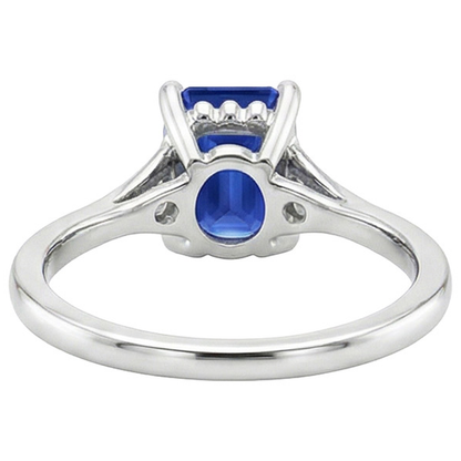 Three Stone Ring Emerald Sri Lankan Sapphire & Natural Earth Mined Diamond 3.50 Carats