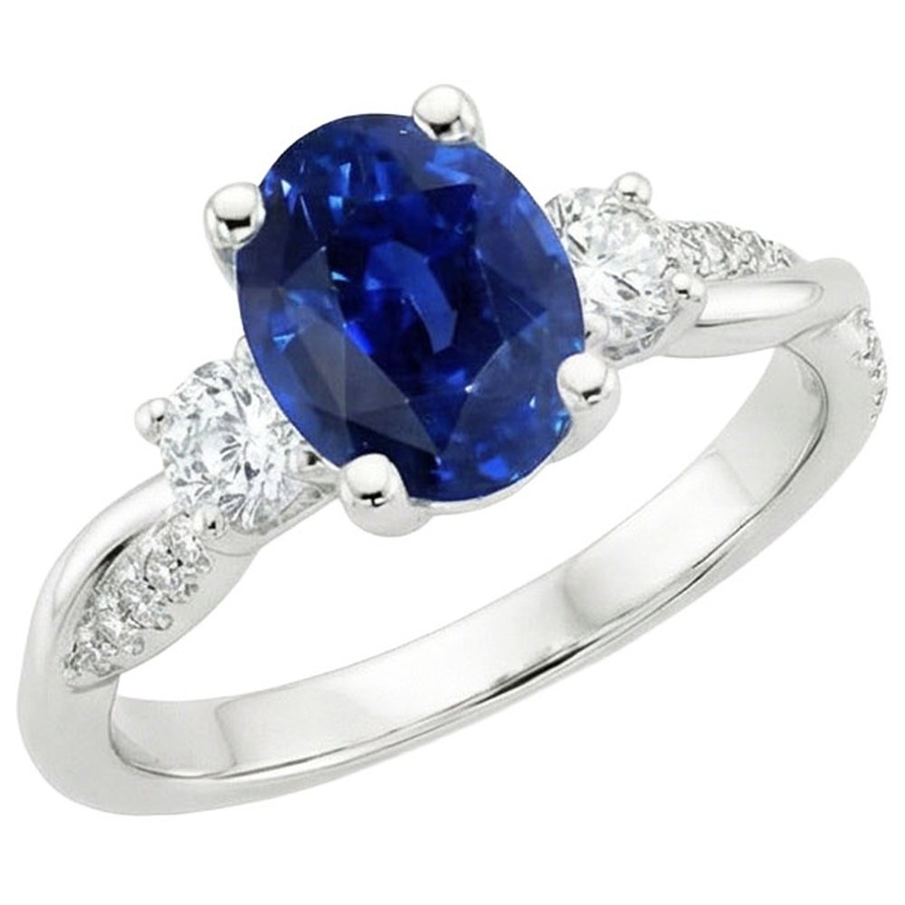 natural round sapphire 4ct ring side angle