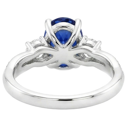 natural round sapphire 4ct ring on white background