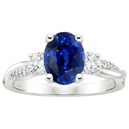 natural round sapphire 4ct ring top view