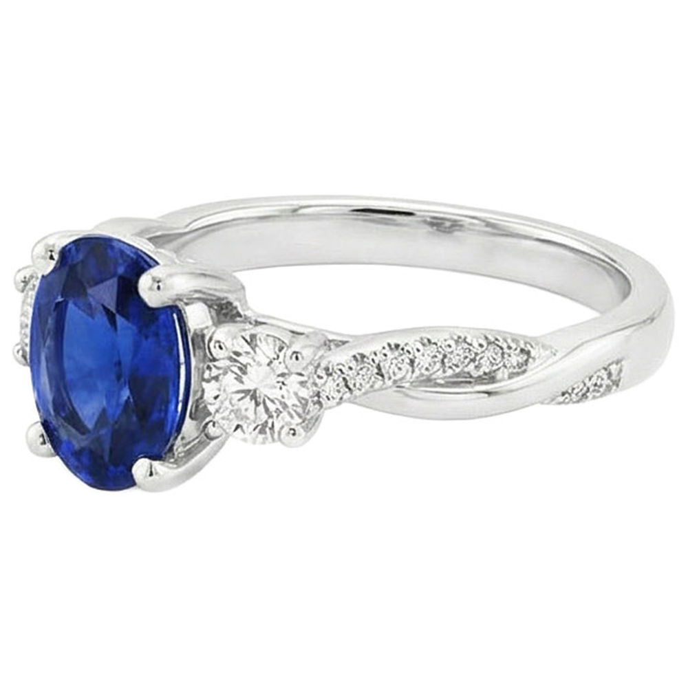 natural round sapphire 4ct ring profile view