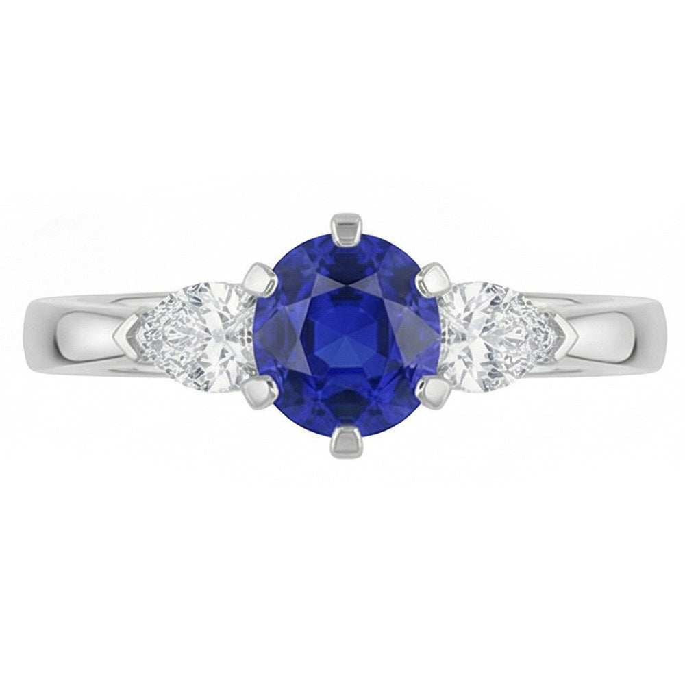 natural round sapphire 1.25ct ring close up detail