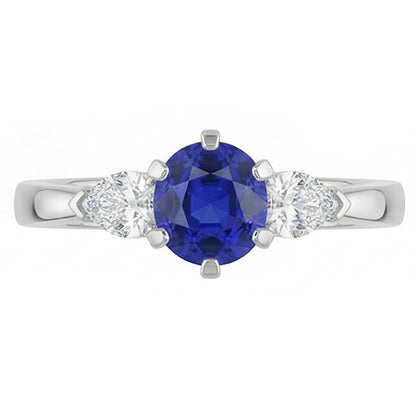 natural round sapphire 1.25ct ring close up detail